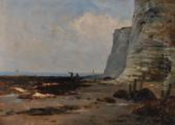 Fisher Folk On The Beach, 
Kent Oil Painting by Gustave de Breanski