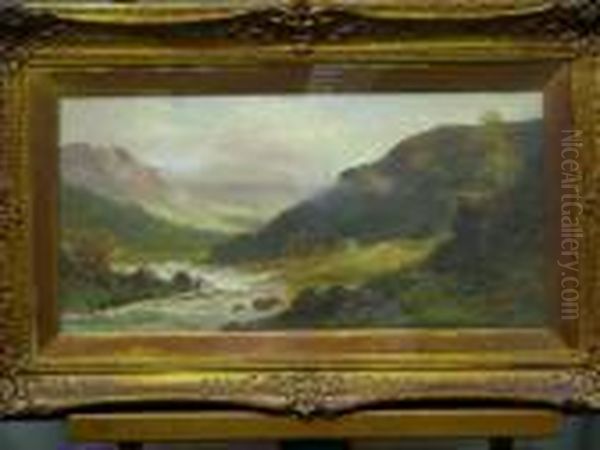 Scottish Landscape With River And Croft Oil Painting by Gustave de Breanski