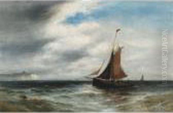 Fishing Boats Off The Coast Of Dover by Gustave de Breanski