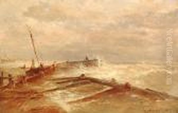 The Harbour Wall. Oil Painting by Gustave de Breanski