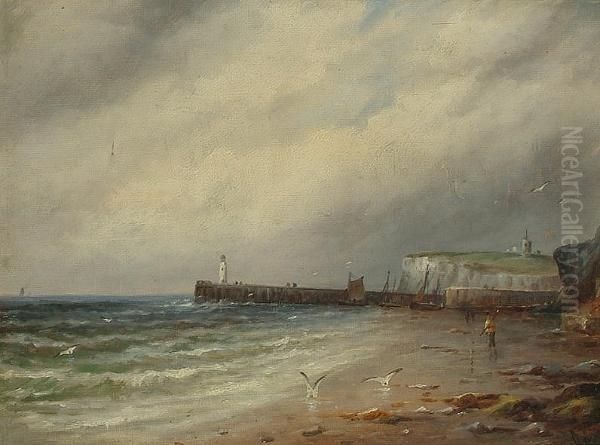 At Low Tide, Whitby, Yorkshire Oil Painting by Gustave de Breanski