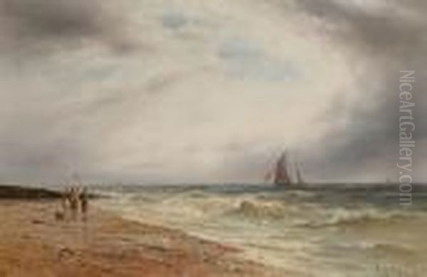 Figures On A Beach Oil Painting by Gustave de Breanski