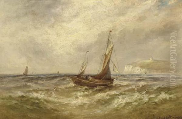 The English Channel With Sailboats Offshore Oil Painting by Gustave de Breanski