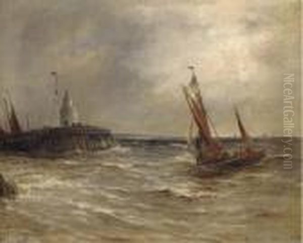 Running Into Harbour Oil Painting by Gustave de Breanski