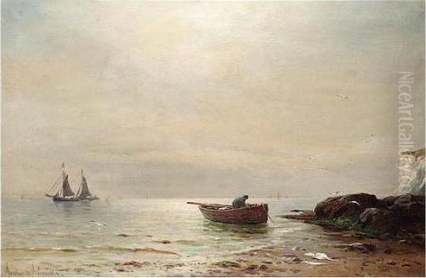 Fishing Boat, Signed, Oil On Canvas, 60 X 91 Cm.; 23 3/4 X 35 3/4 In Oil Painting by Gustave de Breanski