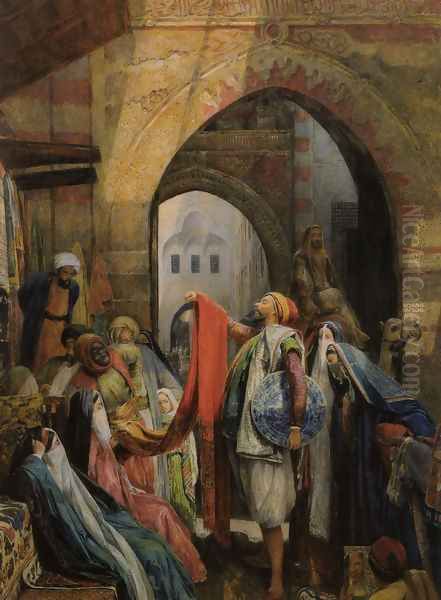 A Cairo Bazaar - The Della 'l' Oil Painting by John Frederick Lewis