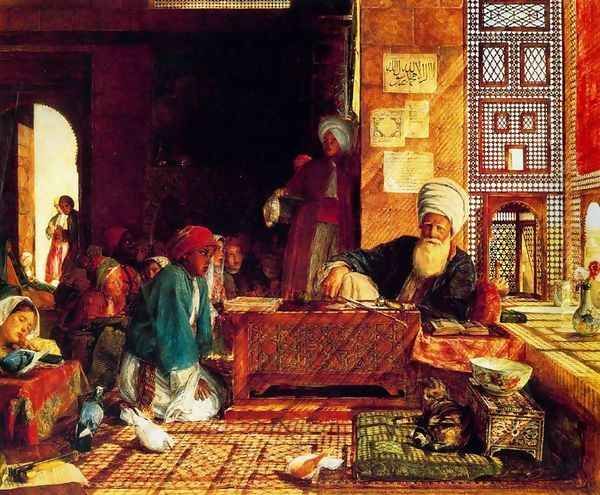 A Turkish School in the Vicinity of Cairo Oil Painting by John Frederick Lewis