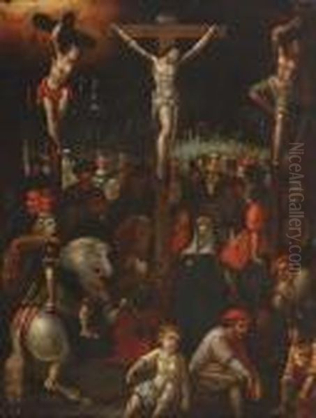 The Crucifixion On Calvary Oil Painting by Louis de Caullery