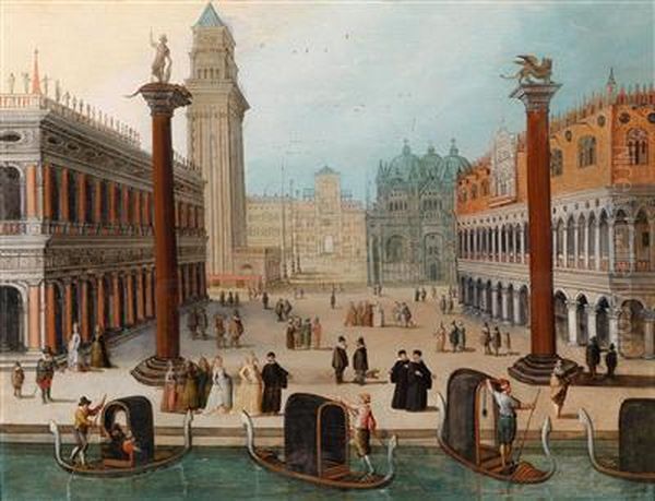 Vedute Der Piazzetta Mit Dogenpalast Oil Painting by Louis de Caullery