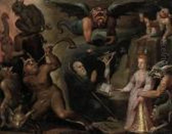 The Temptation Of Saint Anthony Oil Painting by Louis de Caullery