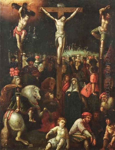 Calvary Oil Painting by Louis de Caullery