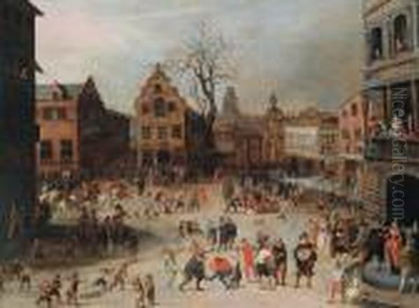 Carnevale In Una Citta Delle Fiandre Oil Painting by Louis de Caullery