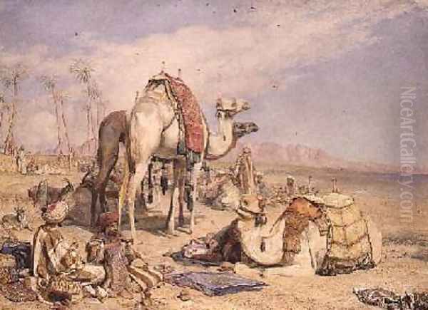 A Halt in the Desert 2 Oil Painting by John Frederick Lewis