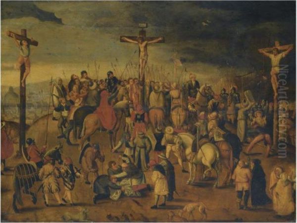 Crucifixion Oil Painting by Louis de Caullery