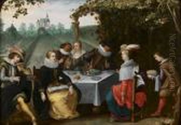 Scene De Banquet A La Campagne Oil Painting by Louis de Caullery