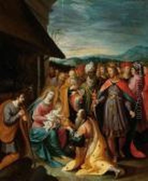 Adoration Of The Kings Oil Painting by Louis de Caullery