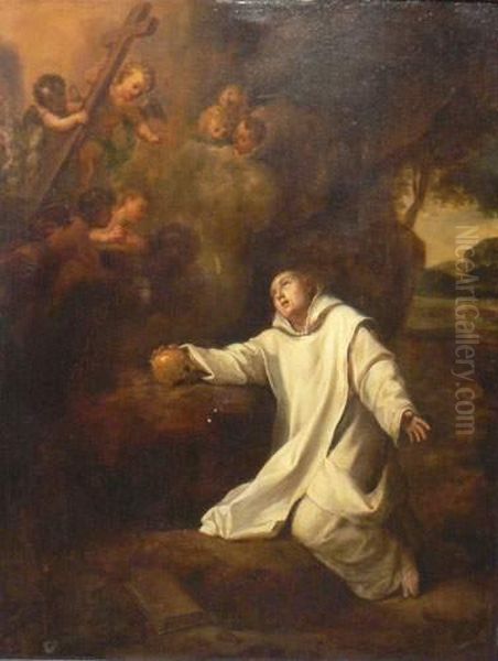 De Boullogne < St Bruno Dans Le Desert > Oil Painting by Louis de Caullery