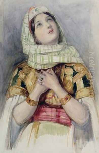 A Young Lady in Turkish Dress Oil Painting by John Frederick Lewis