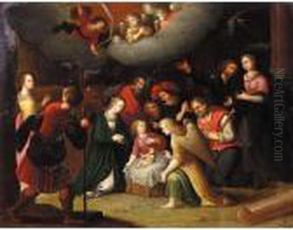 The Adoration Of The Shepherds Oil Painting by Louis de Caullery