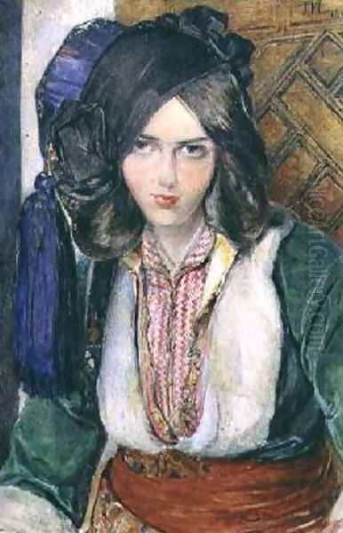 A Turkish Girl Oil Painting by John Frederick Lewis