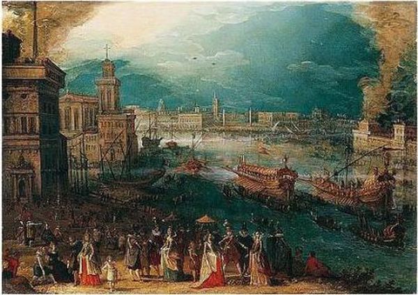 Venice, A Capriccio Of The Bacino Di San Marco On Ascension Day Oil Painting by Louis de Caullery