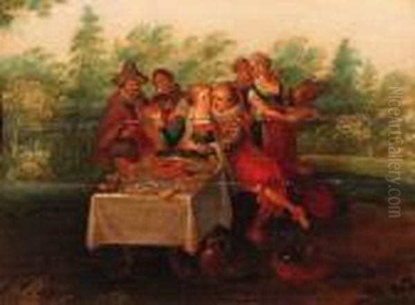 A Fte Chmpetre In A Wood Oil Painting by Louis de Caullery