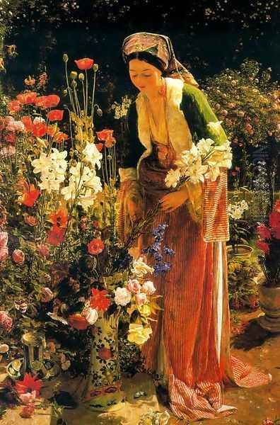 In the Bey's Garden, Asia Minor Oil Painting by John Frederick Lewis