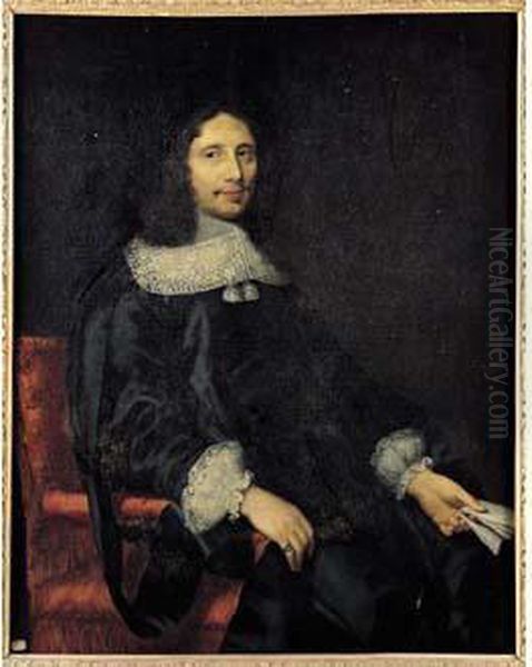 Portrait De Jean Baptiste Colbert Assis A Son Bureau Oil Painting by Philippe de Champaigne