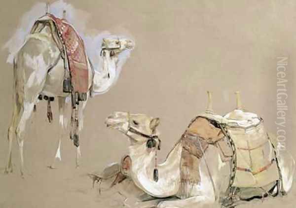 Camel Studies Oil Painting by John Frederick Lewis