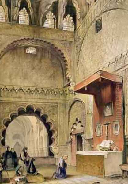 Cordoba Monk praying at a Christian altar in the Mosque Oil Painting by John Frederick Lewis