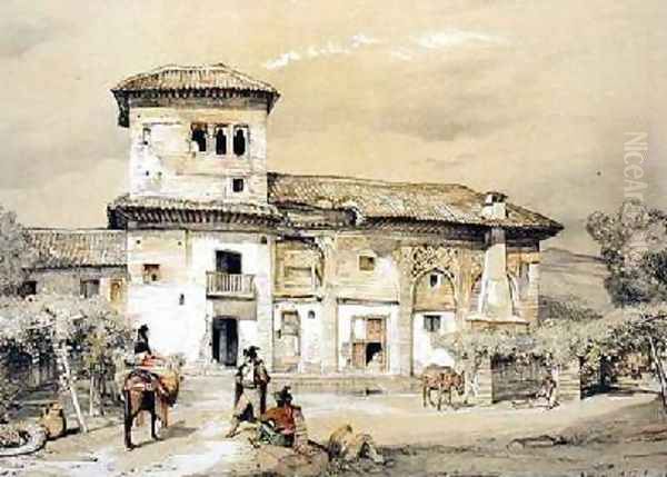 Casa de Frascito Sanchez an Old House in the Alhambra Oil Painting by John Frederick Lewis