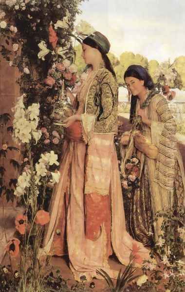 Lilium Auratum Oil Painting by John Frederick Lewis