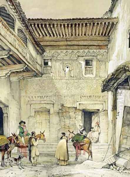 Court of the Mosque Oil Painting by John Frederick Lewis