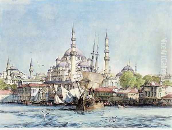 Yeni Jami and St Sophia from the Golden Horn Oil Painting by John Frederick Lewis