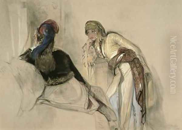 Two Women at Brussa Oil Painting by John Frederick Lewis