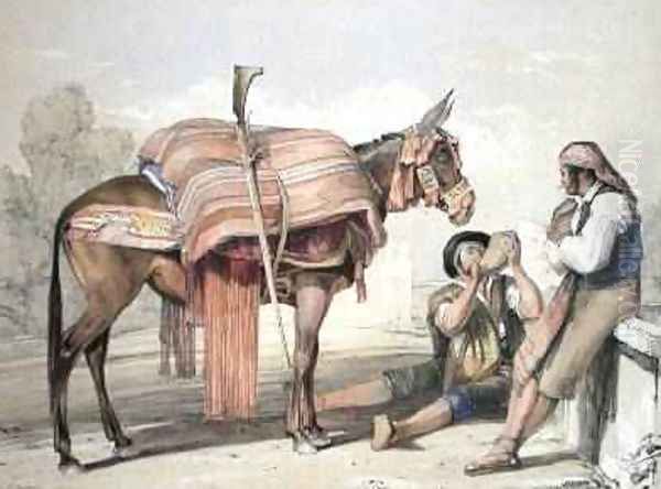 Itinerant peasants with a mule Oil Painting by John Frederick Lewis