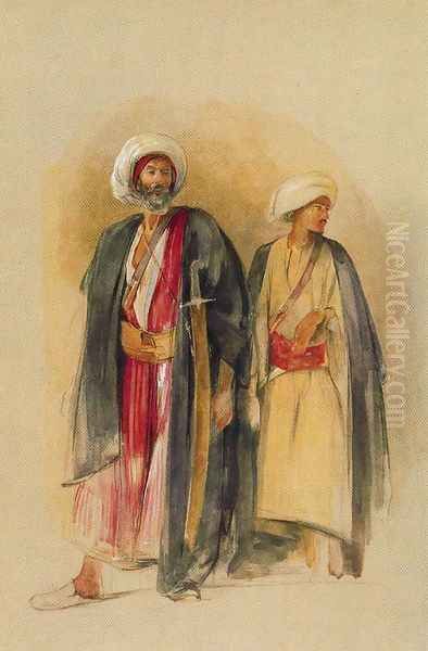 Shaykh Hussein of Gefel Tor and his Son Oil Painting by John Frederick Lewis