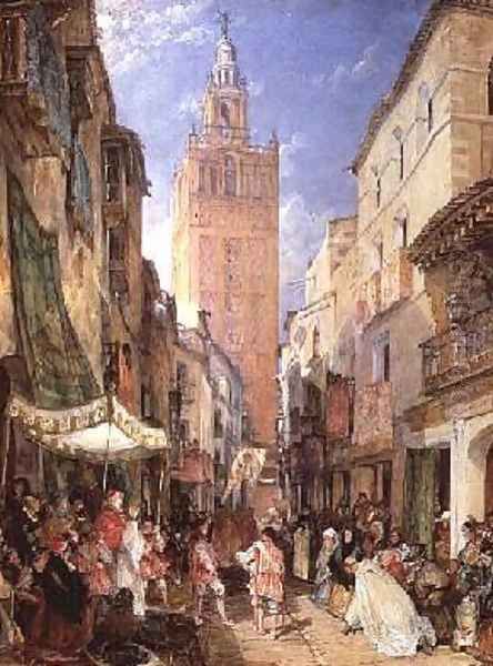 Religious Procession Seville Oil Painting by John Frederick Lewis