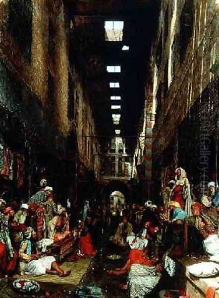 The Bezestein Bazaar of El Khan Khallil Cairo Oil Painting by John Frederick Lewis