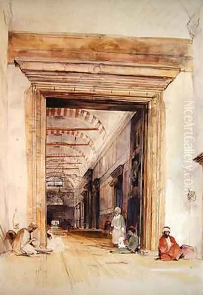 The Great Doorway of the Mosque of Santa Sophia Constantinople Oil Painting by John Frederick Lewis