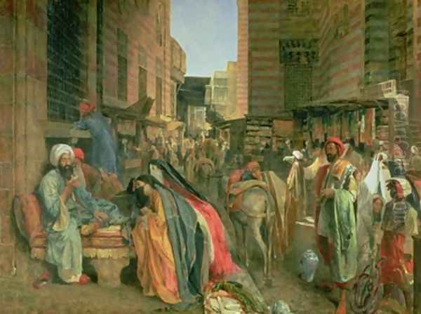 The Street and Mosque of the Ghooreyah Cairo Oil Painting by John Frederick Lewis