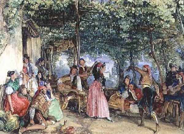 The Fiesta at Granada Oil Painting by John Frederick Lewis