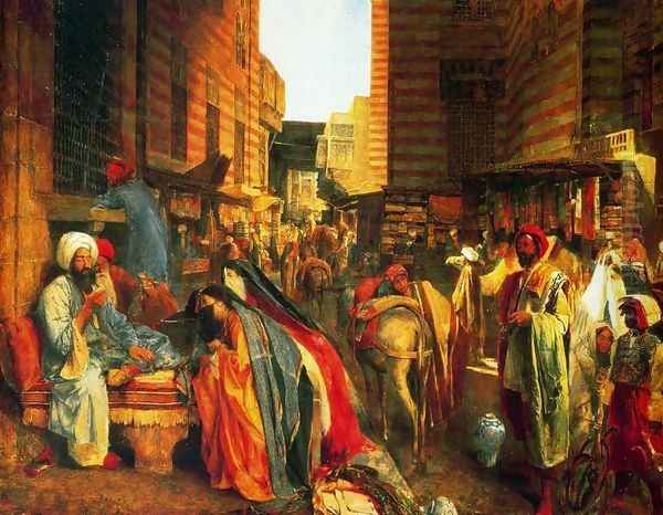 The Street and Mosque El-Ghouri Oil Painting by John Frederick Lewis