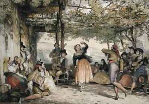 Peasants dancing the Bolero Oil Painting by John Frederick Lewis