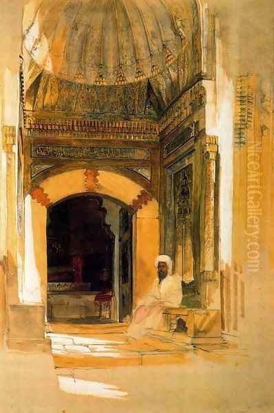 The Entrance to the Turbeh or Tomb of the Sultan Beyazit at Constantinople Oil Painting by John Frederick Lewis