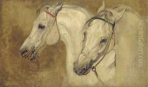 Two arab horses' heads Oil Painting by John Frederick Lewis