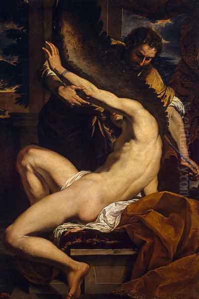 Daedalus and Icarus Oil Painting by Charles Le Brun