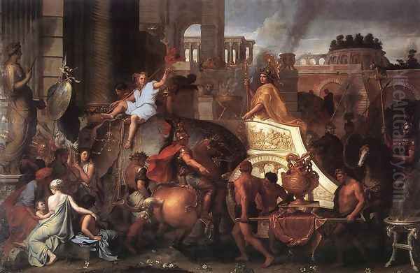 Entry of Alexander into Babylon c. 1664 Oil Painting by Charles Le Brun