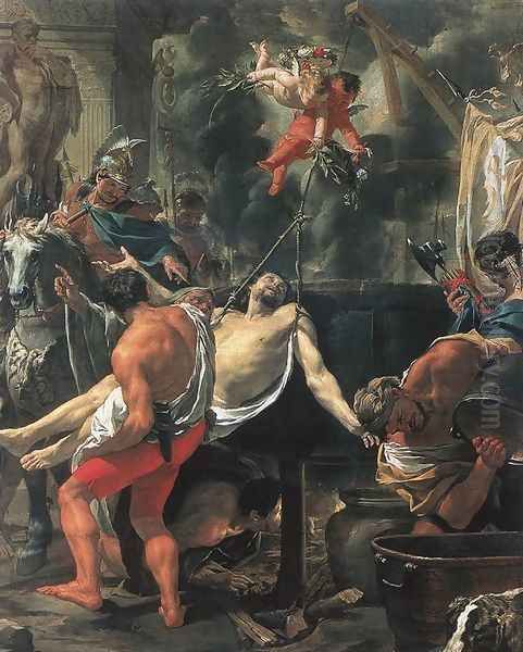 Martyrdom of St John the Evangelist at Porta Latina 1641-42 Oil Painting by Charles Le Brun