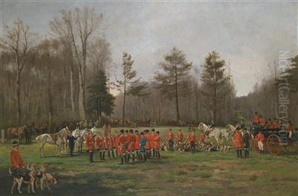 Before Setting Off On The Fox Hunt Oil Painting by Charles Fernand de Condamy